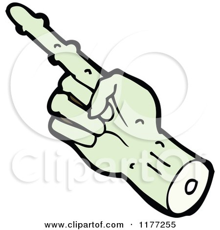 Cartoon Of A Pointing Severed Zombie Hand - Royalty Free Vector Clipart by lineartestpilot