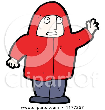 Cartoon Of A Man in a Red Jacket, Waving - Royalty Free Vector Clipart by lineartestpilot