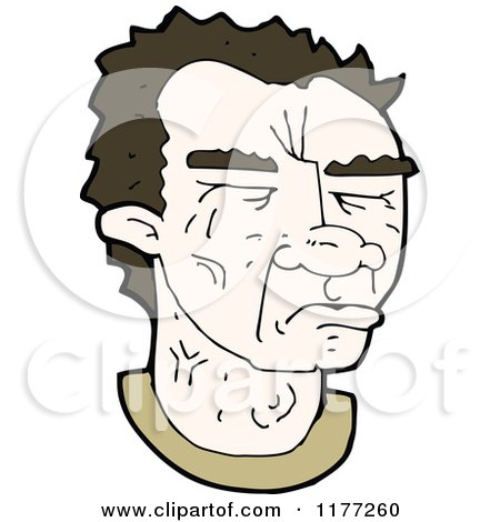 Cartoon Of A Grumpy Mans Face - Royalty Free Vector Clipart by lineartestpilot