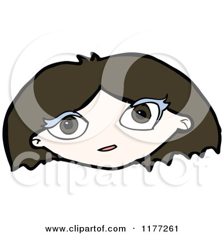 Cartoon Of A Brunette Girls Face - Royalty Free Vector Clipart by lineartestpilot