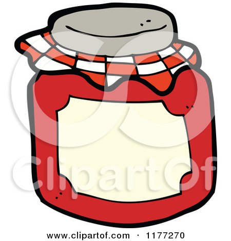 Cartoon Of A Jar Of Red Jam - Royalty Free Vector Clipart by lineartestpilot
