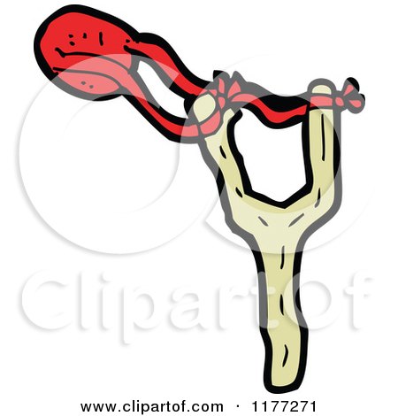 Cartoon Of A Slingshot - Royalty Free Vector Clipart by lineartestpilot