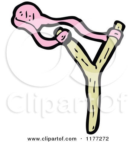Cartoon Of A Pink Slingshot - Royalty Free Vector Clipart by lineartestpilot