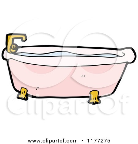 Cartoon Of A Pink Bath Tub With Water - Royalty Free Vector Clipart by  lineartestpilot #1177275