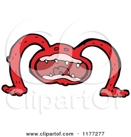 Cartoon Of A Red Monster - Royalty Free Vector Clipart by lineartestpilot