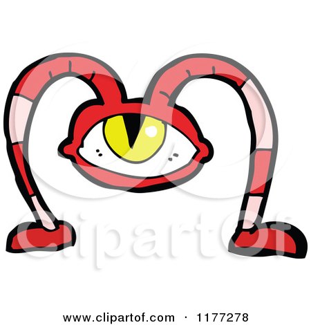 Cartoon Of A Red Eyeball Monster - Royalty Free Vector Clipart by lineartestpilot
