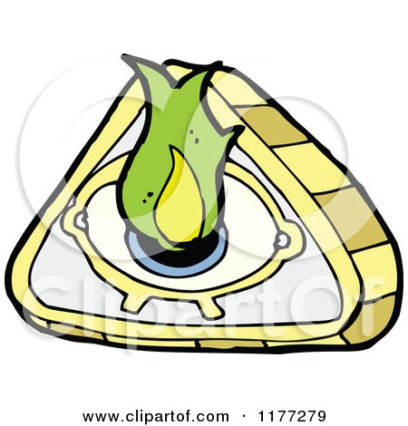 Cartoon Of A Flaming Eye Triangle - Royalty Free Vector Clipart by lineartestpilot