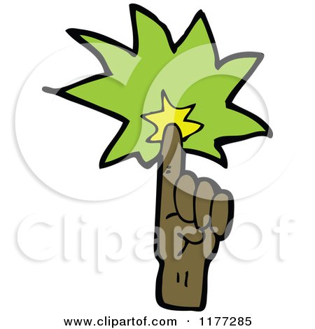 Cartoon Of A Black Hand With Green Magic Light - Royalty Free Vector Clipart by lineartestpilot