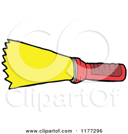 Cartoon Of A Shining Flashlight - Royalty Free Vector Clipart by lineartestpilot