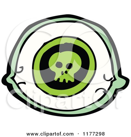 Cartoon Of A Death Stare Eye With A Skull - Royalty Free Vector Clipart by lineartestpilot
