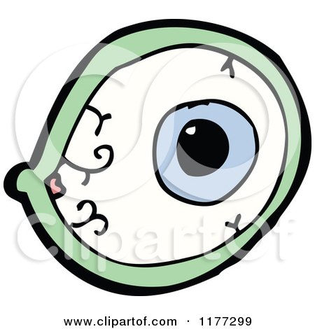 Cartoon Of A Blue Bloodshot Eye With A Green Rim - Royalty Free Vector Clipart by lineartestpilot
