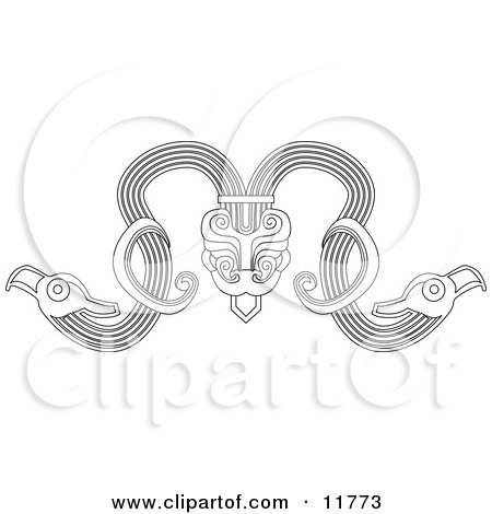 Native Looking Horned Creature With Horns Clipart Illustration by AtStockIllustration