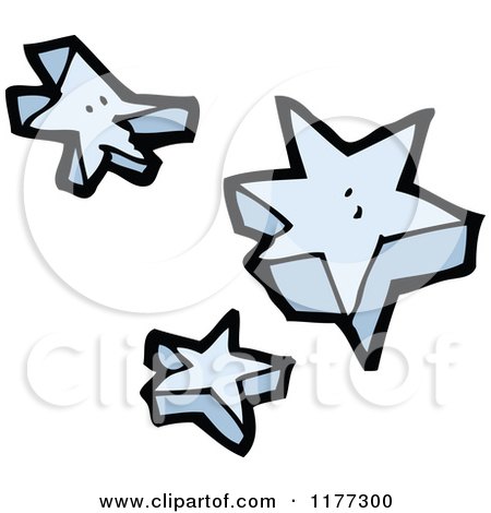 Cartoon Of Blue Stars - Royalty Free Vector Clipart by lineartestpilot