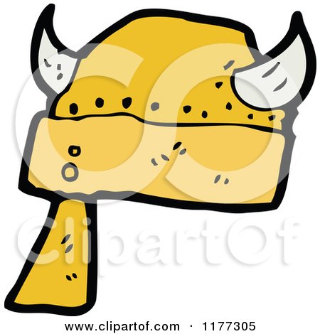 Cartoon Of A Gold Viking Helmet - Royalty Free Vector Clipart by lineartestpilot