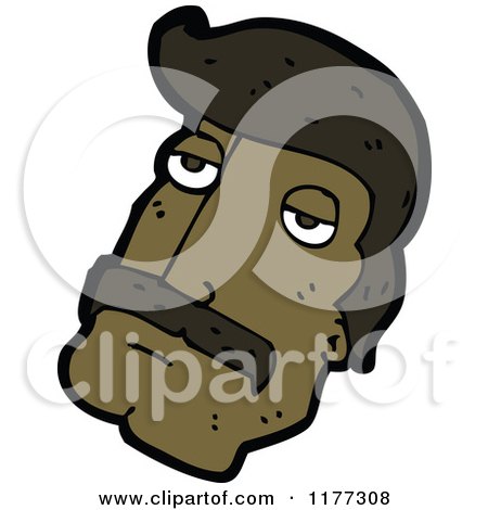 Cartoon Of An Annoyed Black Mans Face - Royalty Free Vector Clipart by lineartestpilot