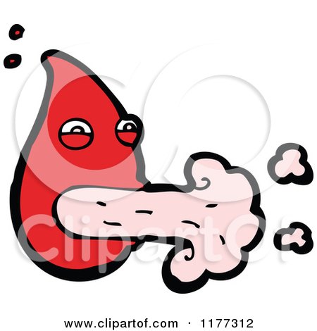 Cartoon Of A Puking Blood Drop - Royalty Free Vector Clipart by lineartestpilot