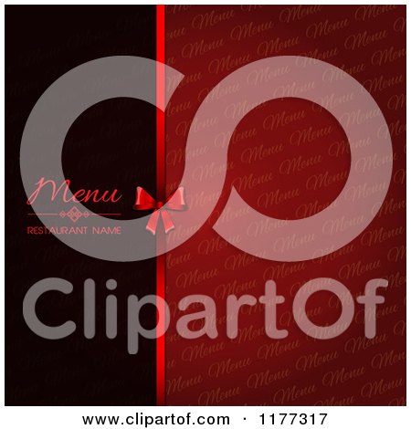 Clipart of a Red and Black Menu Design with a Bow and Sample Text - Royalty Free Vector Illustration by KJ Pargeter