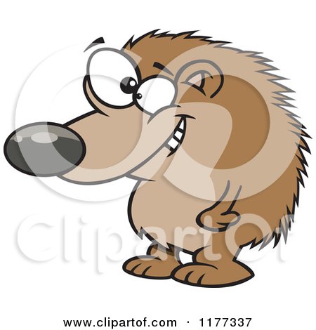 Cartoon of a Grinning Hedgehog Standing - Royalty Free Vector Clipart by toonaday