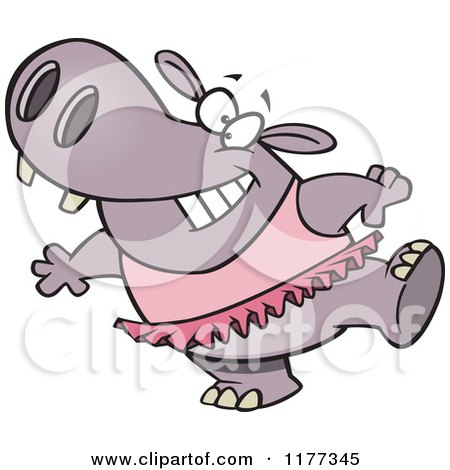 Cartoon of a Ballet Hippo in a Pink Tutu - Royalty Free Vector Clipart by toonaday