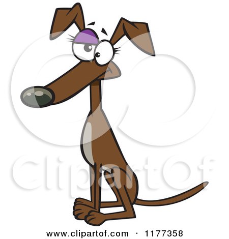 Cartoon of a Sitting Brown Female Greyhound Dog - Royalty Free Vector Clipart by toonaday