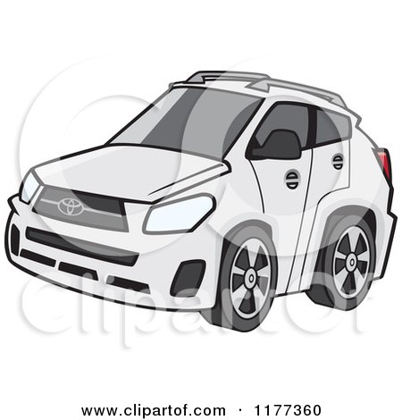 Cartoon of a White Car with Tinted Windows - Royalty Free Vector Clipart by toonaday