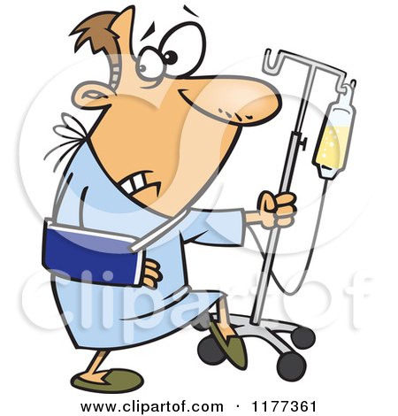 Cartoon of a Man Trying to Escape the Hospital - Royalty Free Vector Clipart by toonaday