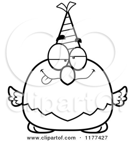 Cartoon of a Black And White Drunk Birthday Bald Eagle Wearing a Party Hat - Royalty Free Vector Clipart by Cory Thoman