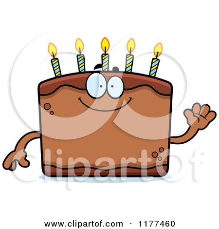 Cartoon of a Waving Birthday Cake Mascot - Royalty Free Vector Clipart by Cory Thoman