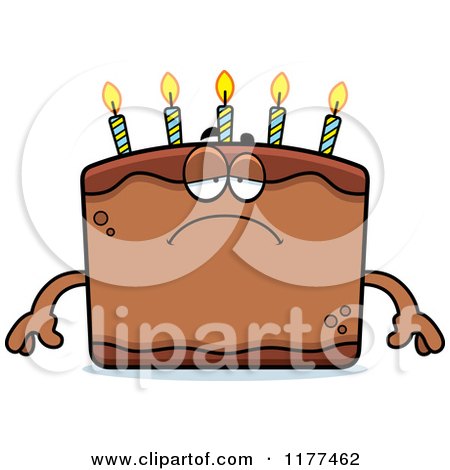 Cartoon of a Depressed Birthday Cake Mascot - Royalty Free Vector Clipart by Cory Thoman