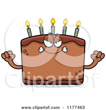 Cartoon of a Mad Birthday Cake Mascot - Royalty Free Vector Clipart by Cory Thoman