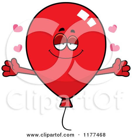 Cartoon of a Loving Red Party Balloon Mascot Wanting a Hug - Royalty Free Vector Clipart by Cory Thoman