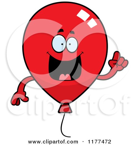 Cartoon of a Smart Red Party Balloon Mascot with an Idea - Royalty Free Vector Clipart by Cory Thoman