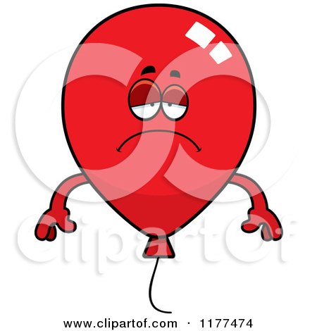 Cartoon of a Depressed Red Party Balloon Mascot - Royalty Free Vector Clipart by Cory Thoman