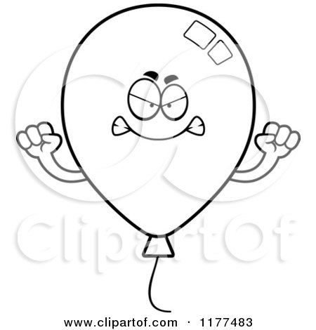 Cartoon of a Black And White Mad Party Balloon Mascot - Royalty Free Vector Clipart by Cory Thoman