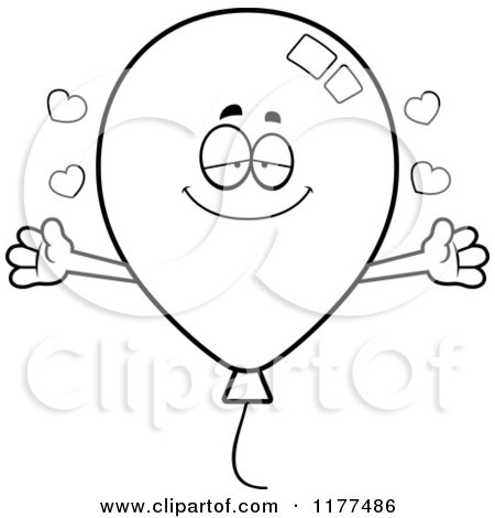 Cartoon of a Black And White Loving Party Balloon Mascot Wanting a Hug - Royalty Free Vector Clipart by Cory Thoman