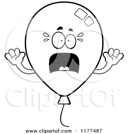 Cartoon of a Black And White Screaming Party Balloon Mascot - Royalty Free Vector Clipart by Cory Thoman