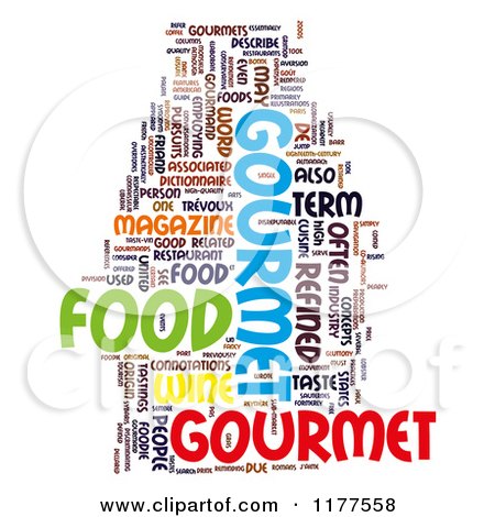 Clipart of a Colorful Gourmet Food Word Collage on White ...