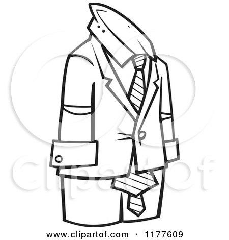 Cartoon of an Outlined an Empty Business Man Suit - Royalty Free Vector Clipart by toonaday