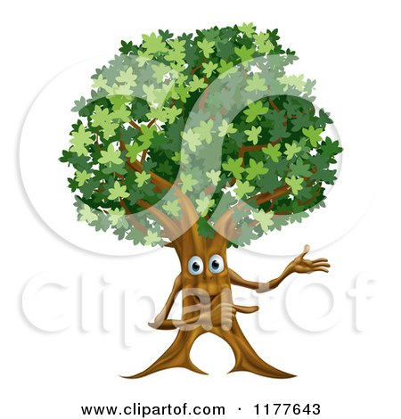 Cartoon of a Happy Ent Tree Presenting - Royalty Free Vector Clipart by AtStockIllustration