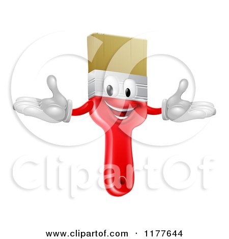 Cartoon of a Happy Red Paintbrush Mascot - Royalty Free Vector Clipart by AtStockIllustration