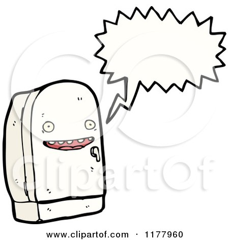 Cartoon of a Refrigerator with a Conversation Bubble - Royalty Free Vector Illustration by lineartestpilot