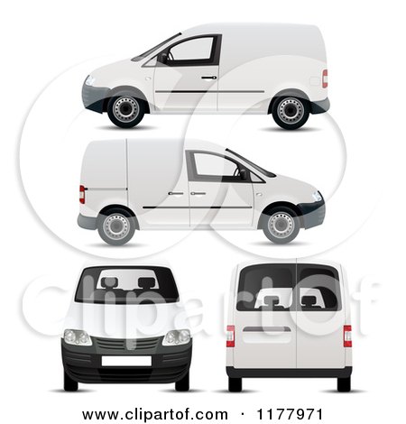 Clipart of 3d White Minivans at Different Angles - Royalty Free Vector Illustration by vectorace