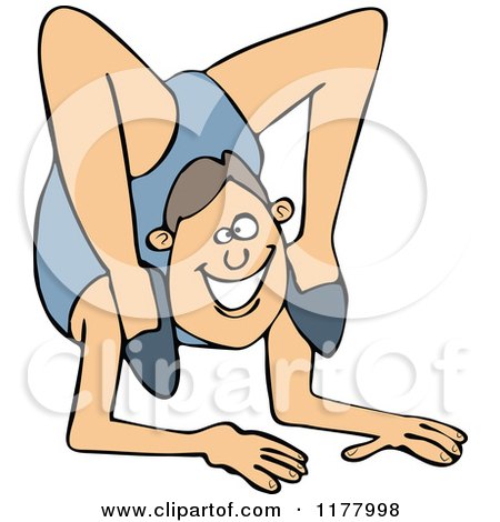 Cartoon of a Male Circus Contortionist with His Feet on His Shoulders - Royalty Free Vector Clipart by djart