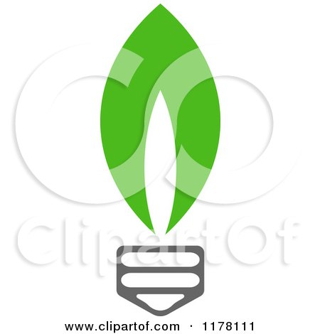 Clipart of a Green Leaf Sustainable Energy Lightbulb 5 - Royalty Free Vector Illustration by Vector Tradition SM