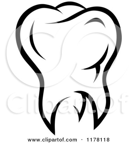 Clipart of a Black and White Molar Tooth 9 - Royalty Free Vector Illustration by Vector Tradition SM