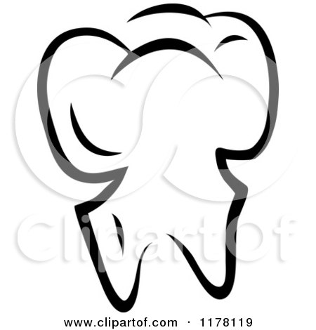 Clipart of a Black and White Molar Tooth - Royalty Free Vector Illustration by Vector Tradition SM