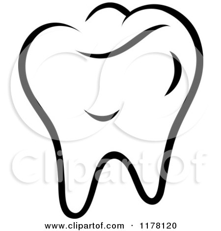 Clipart of a Black and White Molar Tooth 6 - Royalty Free Vector Illustration by Vector Tradition SM