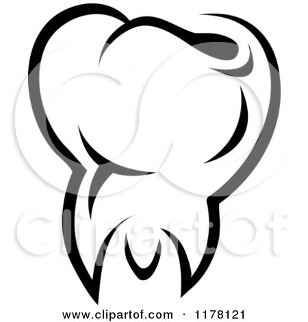 Clipart of a Black and White Molar Tooth 8 - Royalty Free Vector Illustration by Vector Tradition SM