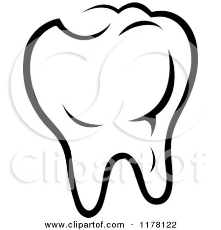 Clipart of a Black and White Molar Tooth 5 - Royalty Free Vector Illustration by Vector Tradition SM