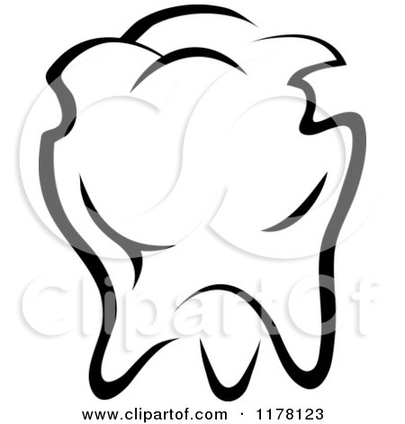 Clipart of a Black and White Molar Tooth 4 - Royalty Free Vector Illustration by Vector Tradition SM